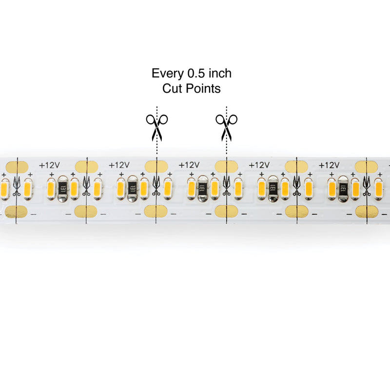 5M(16.4in) Indoor LED Strip 3014, 12V 6(w/ft) 727-873(Lm/ft) 240(LEDs/m) CCT(3K, 3.5K, 4K) - ledlightsandparts