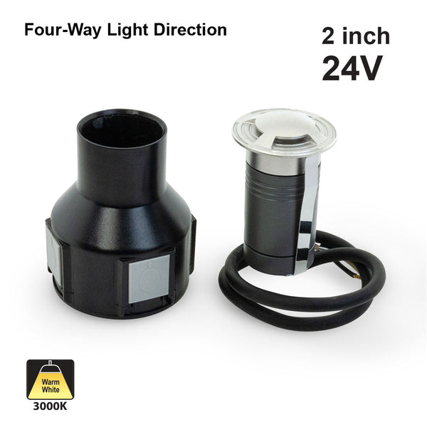 4E2WC0157A Four Way LED In Ground Driveway light 24V 2.6W 3000K(Warm White)