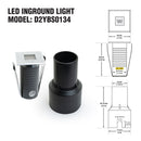 D2YBS0134 Mini LED Square Inground Walkover Light 24V 0.6W 3000K(Warm White)