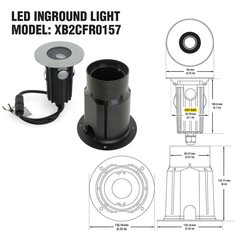 XB2CFR0157 Round Adjustable Beam Direction Up light, 24V 2.6W 3000K(Warm White)