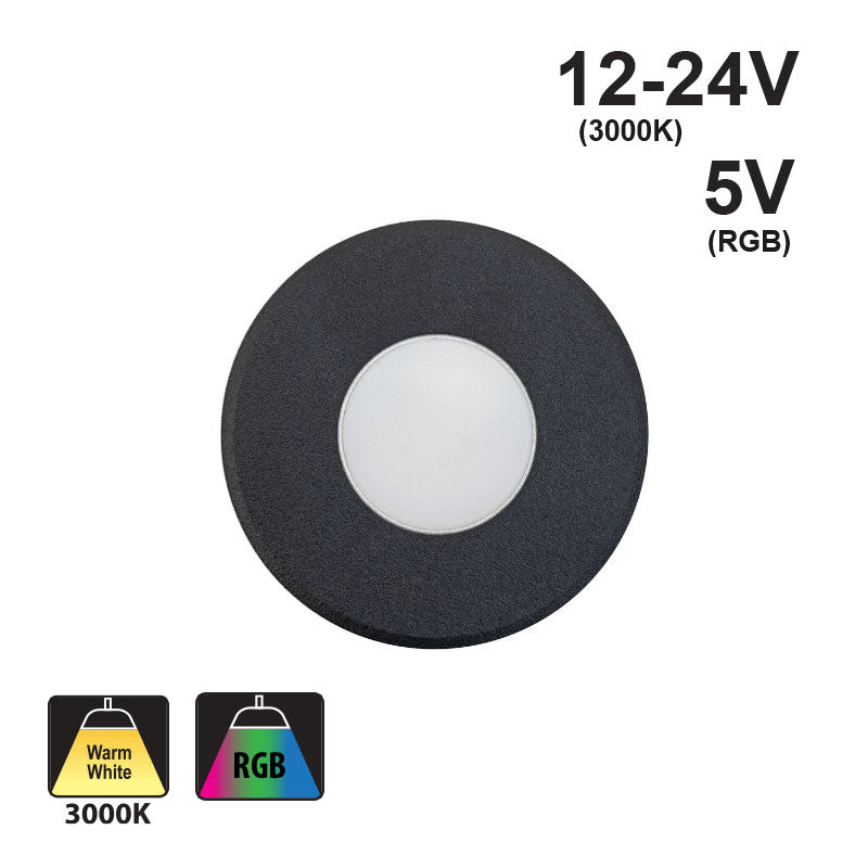 Round LED Step Light Flat Trim Black TYPE10 (3000K/RGB)