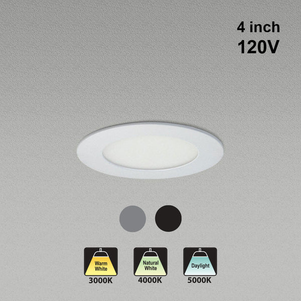 4 inch LED Flat Panel Light Dimmable with Selectable Color Temperature Z4C-9, 120V 9W 3CCT(3K, 4K, 5K)