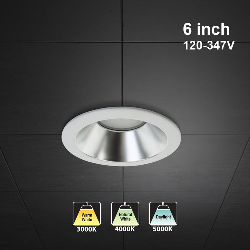 6 inch LED Commercial Downlight Reflector Round Trim, 120-347V 20W