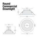 8 inch Commercial Recessed LED Downlight / Ceiling Light Reflector Round Trim, 120-347V 20W, gekpower