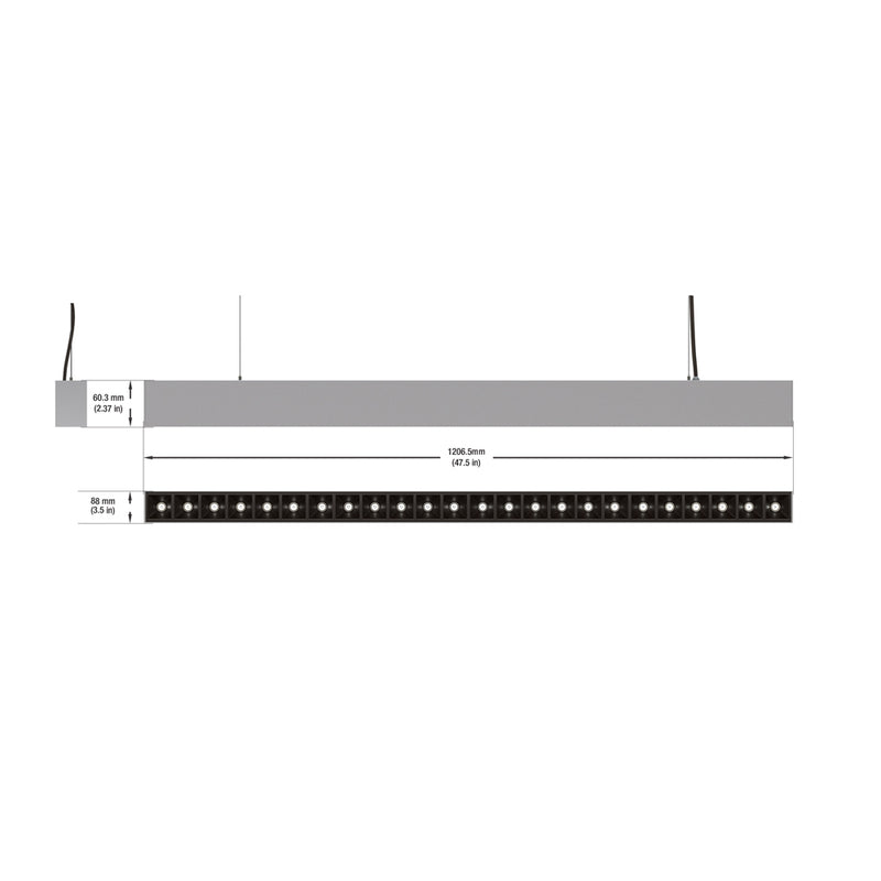 LED Low Glare Linear Suspension Light 4ft, 100-277V 38W 4000K(Natural White) - ledlightsandparts