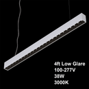 LED Low Glare Linear Suspension Light 4ft, 100-277V 38W 3000K(Warm White) - ledlightsandparts