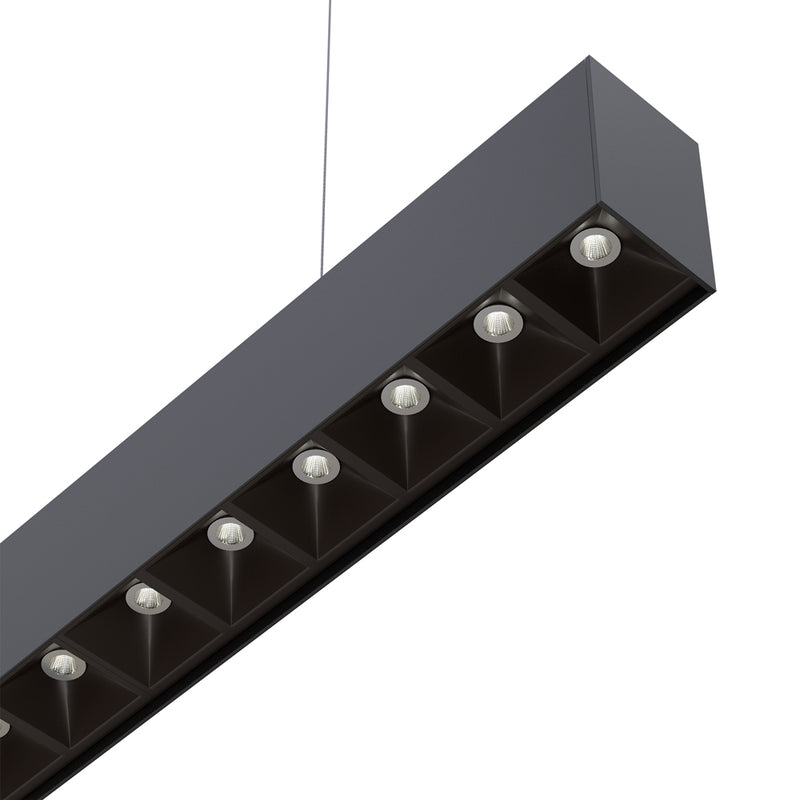 LED Low Glare Linear Suspension Light 4ft, 100-277V 38W 3000K(Warm White) Black