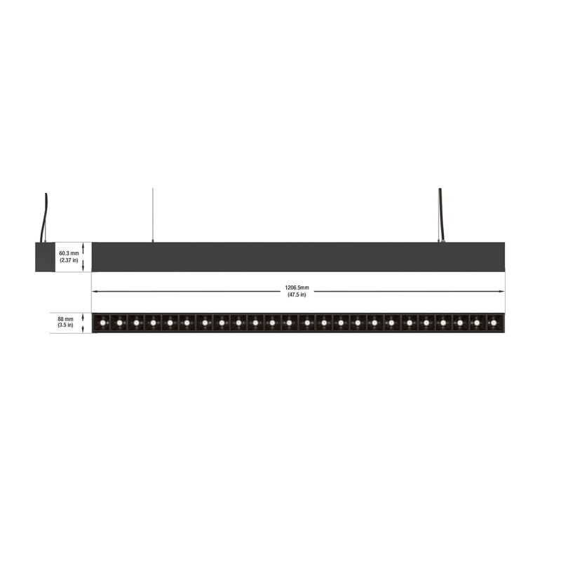 LED Low Glare Linear Suspension Light 4ft, 100-277V 38W 4000K(Natural White) - ledlightsandparts