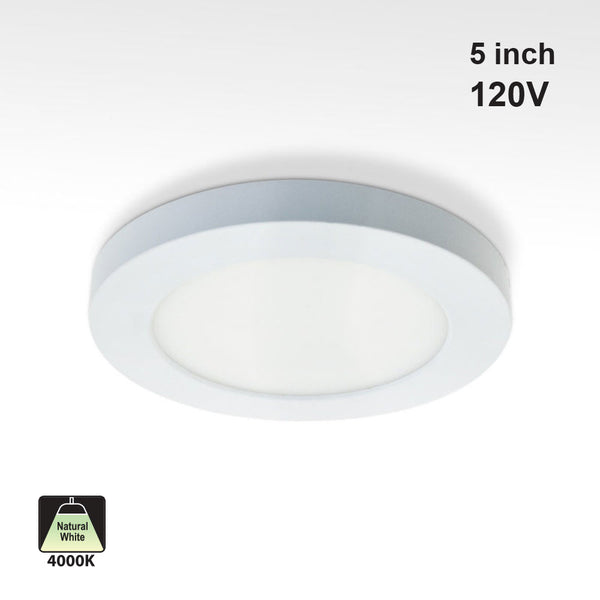 5 inch Round Surface Mount Panel, 120V 6W 4000K(Natural White)