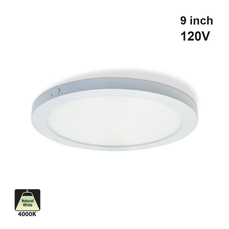 9 inch Round Surface Mount Panel Downlight / Ceiling Light 120V 18W 4000K(Natural White)