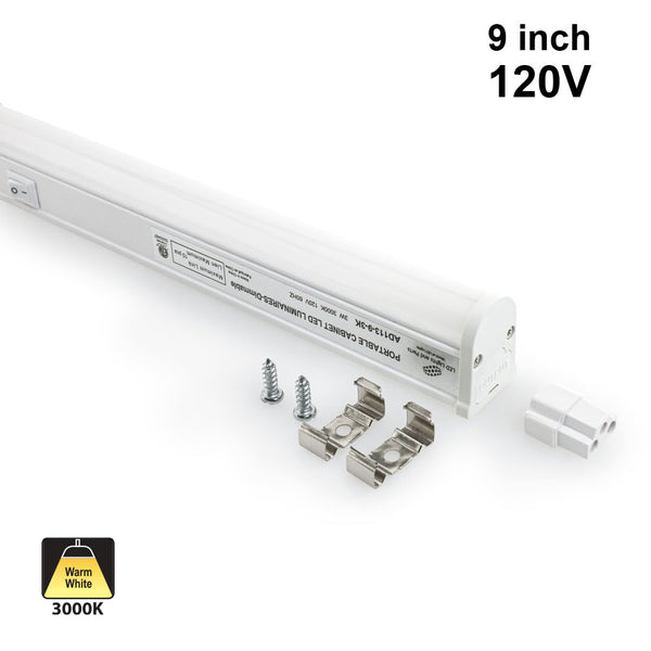 T5 Linkable Light Bar 9 inch 120V 3W 260Lm 3000K(Warm White) - ledlightsandparts