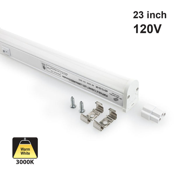 T5 Bar under cabinet light 23inch 120V 9W 760Lm 3000K(Warm White)