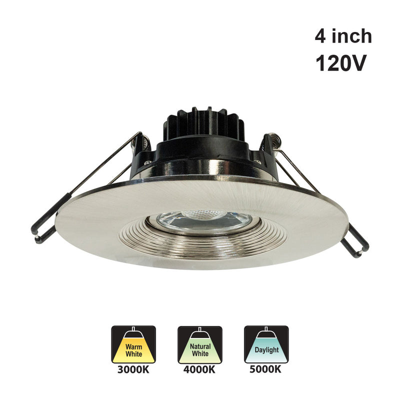 4 inch Round Recessed Light Gimbal with Selectable Color Temperature (3CCT) 120V 8W Brushed Nickel