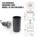 UL-8W-COB-0800-J Dia Round Adjustable Beam Direction Zoomable In-Ground Up light 12-24V 8W 3000K(Warm White)