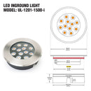 UL-1201-1500-I LED Dia Round Shallow Recessed In Ground Light 24V 15W 3000K(Warm White)