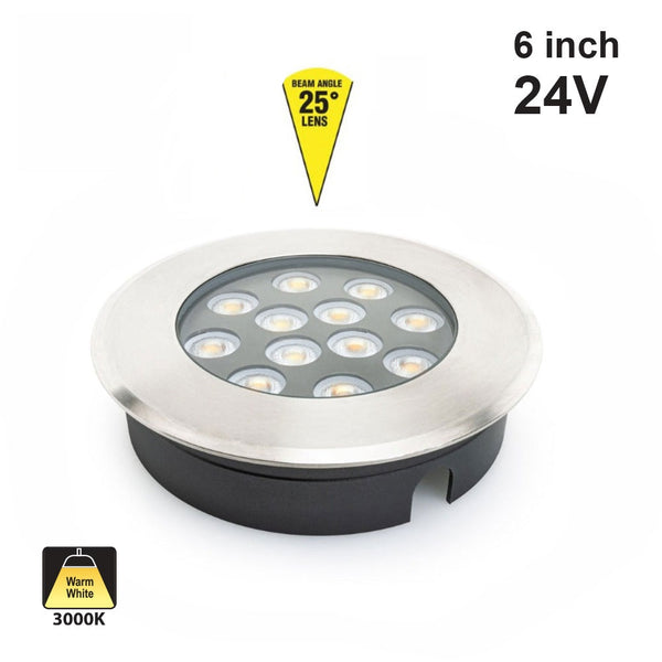 UL-1201-1500-I LED Dia Round Shallow Recessed In Ground Light 24V 15W 3000K(Warm White)