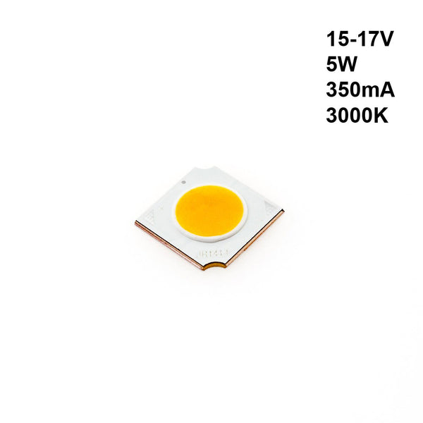 Constant Current COB LED, 350mA 5W 15-17V 3000K(Warm White)