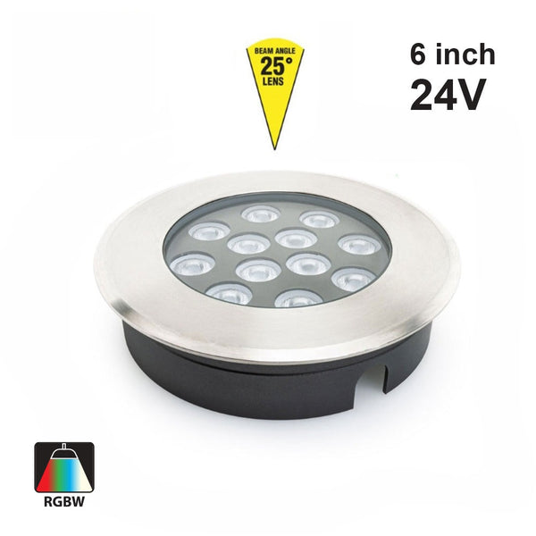 UL-1201-1500(RGBW)-I LED Dia Round Shallow Recessed In Ground Light 24V 15W RGBW