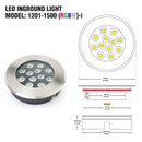 UL-1201-1500(RGBW)-I LED Dia Round Shallow Recessed In Ground Light 24V 15W RGBW