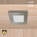 AD-107T-2.2W-12V Square Cabinet Puck Light, 12V 2.2W 3000K Brushed Nickel - ledlightsandparts