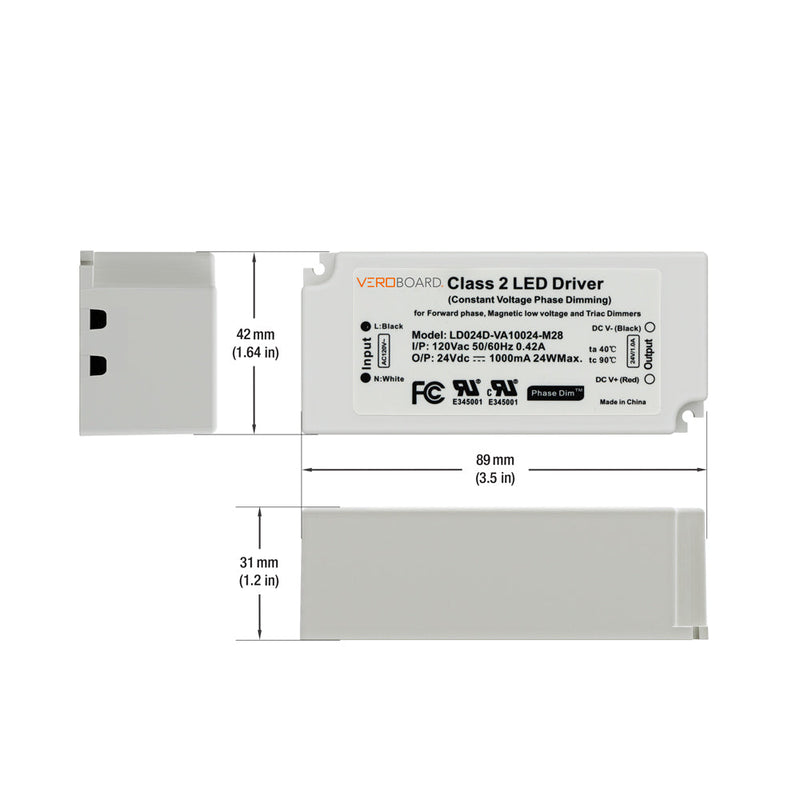 LD024D-VA10024-M28 Triac Dimmable Constant Voltage LED Driver, 24V 1A 24W
