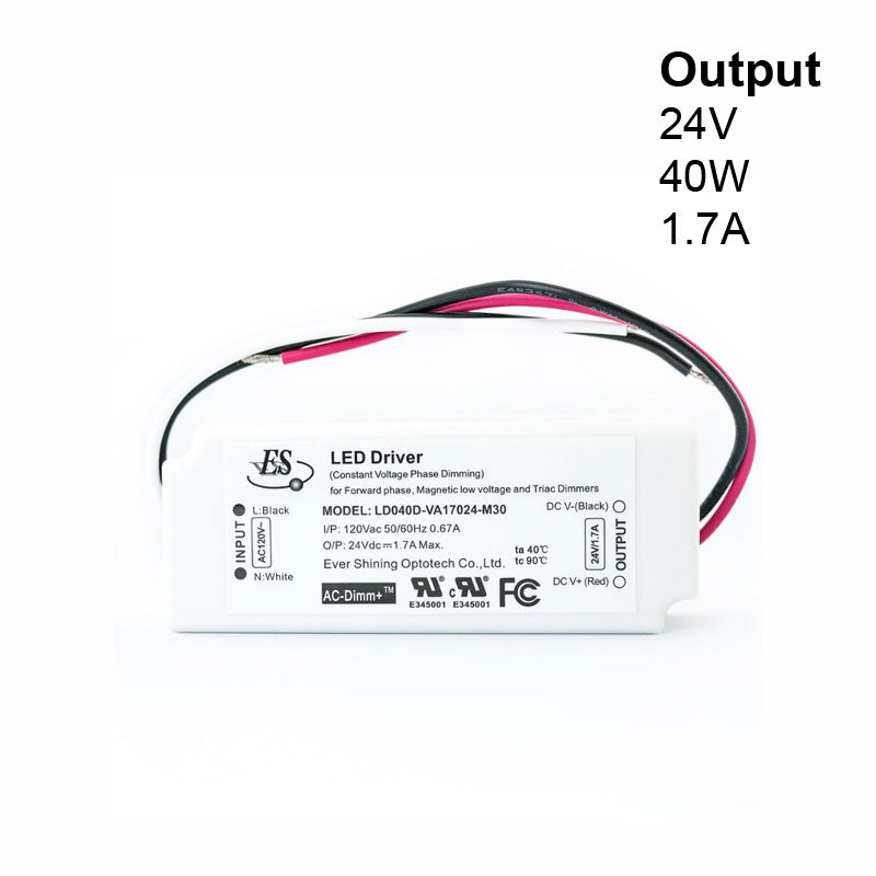 ES LD040D-VA17024-M30 SQJ-Box Constant Voltage LED Driver, 24V 1.7A 40W