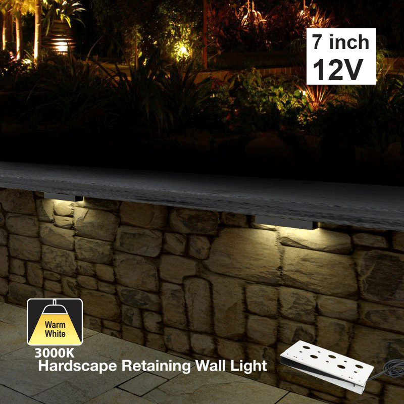 7 inch Landscape Retaining Wall Light, 12V 2W 3000K(Warm White)