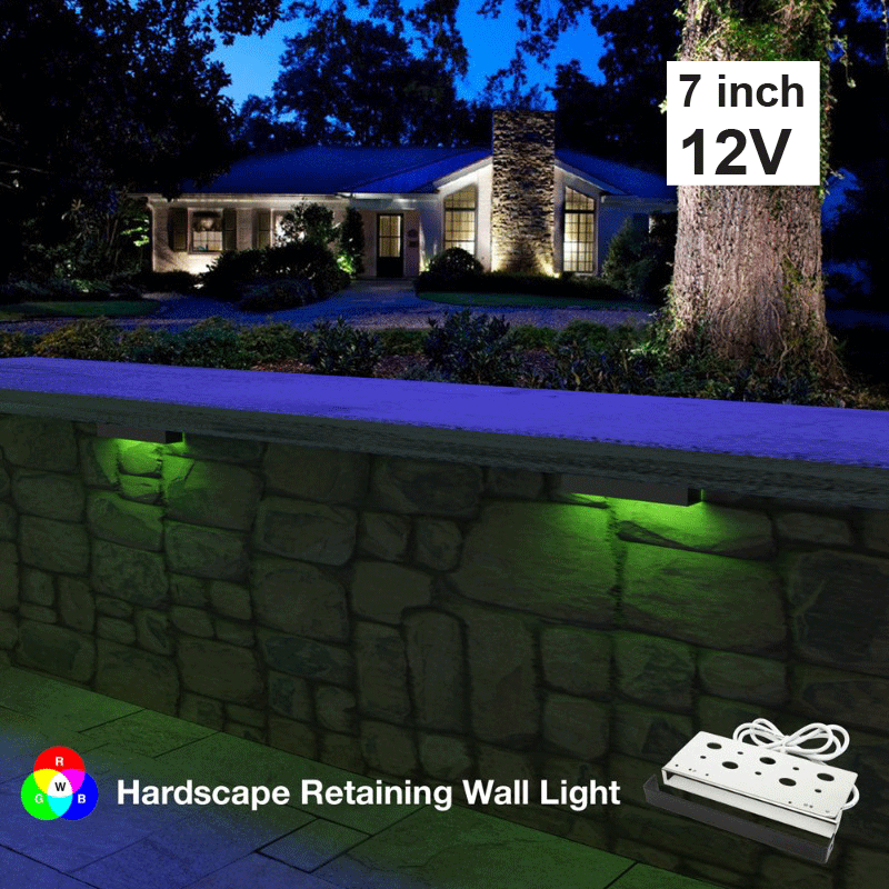 7 inch Step Light, Landscape Retaining Wall Light 12V AC/DC 2W RGBW