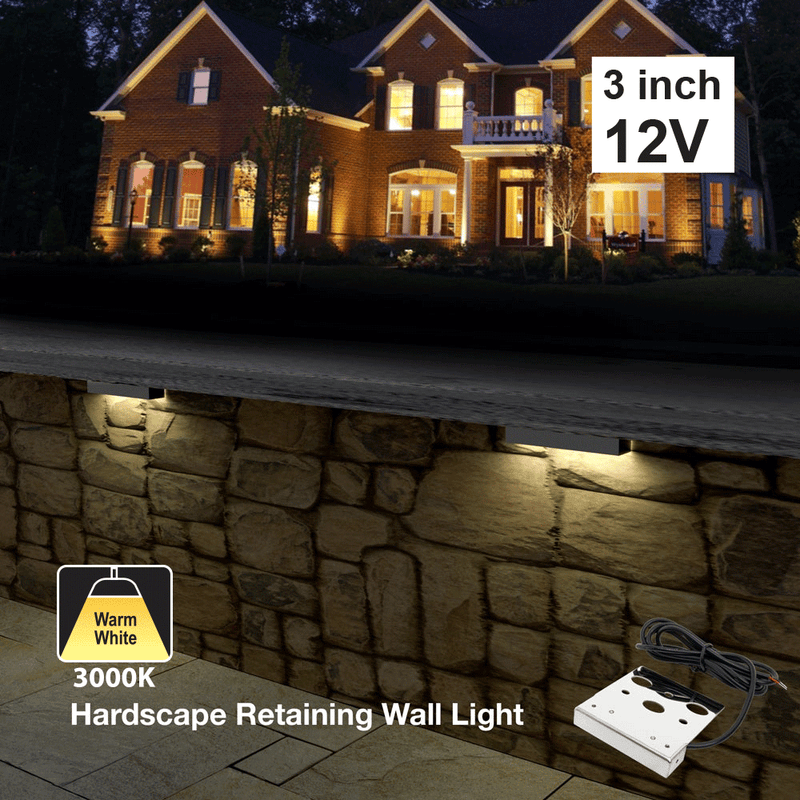 3 inch Landscape Retaining Wall Light, 12V 1W 3000K(Warm White)