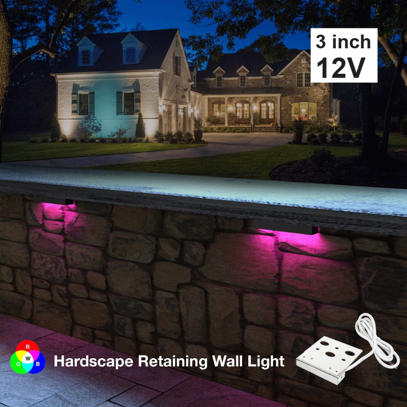 3 inch Color Changing Landscape Retaining Wall Light, 12V 1W RGBW