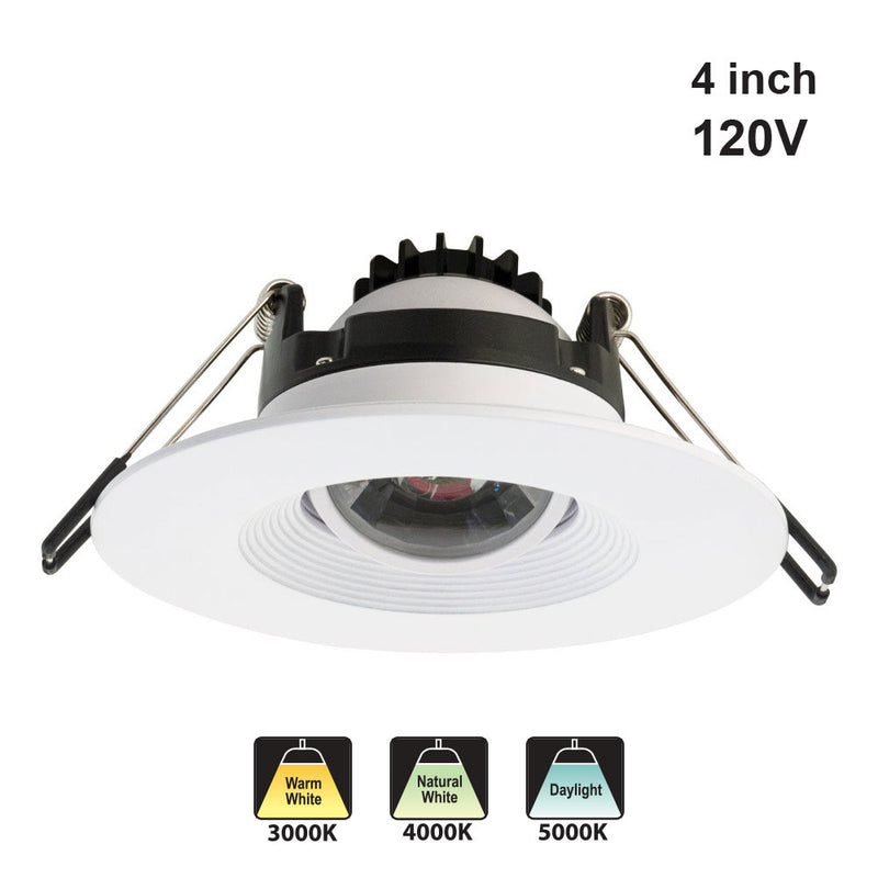 4 inch Round Recessed Light Gimbal with Selectable Color Temperature (3CCT) 120V 8W White