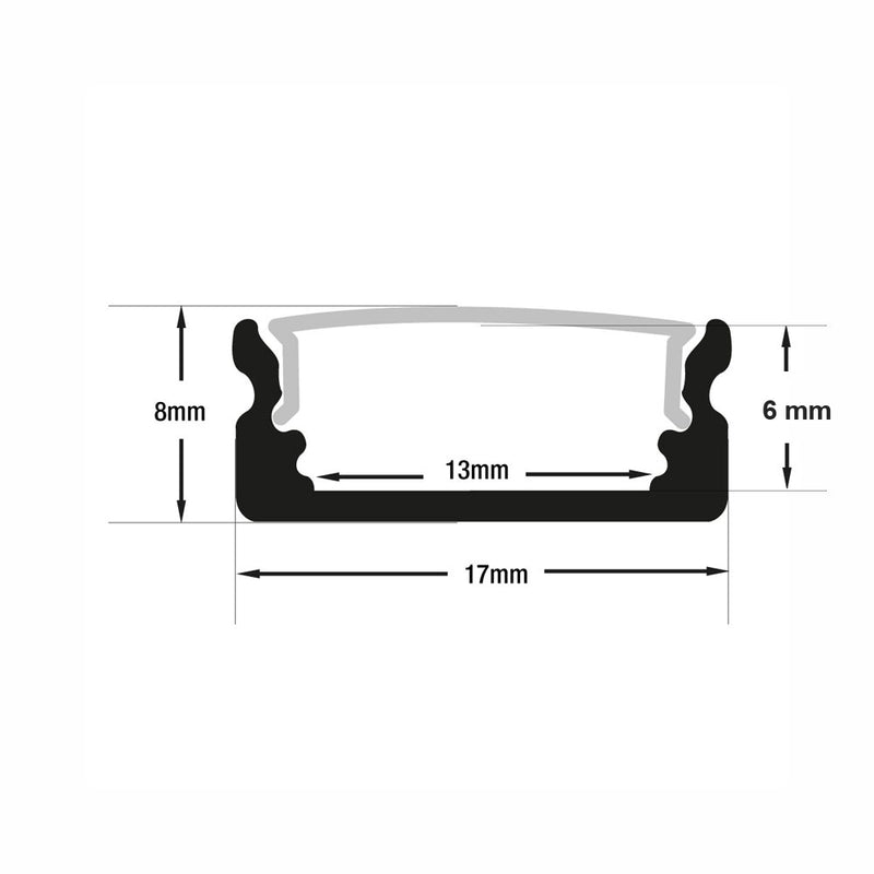 Type 14 Black, Linear Architectural LED Aluminum channel, 3Meters (118inches)