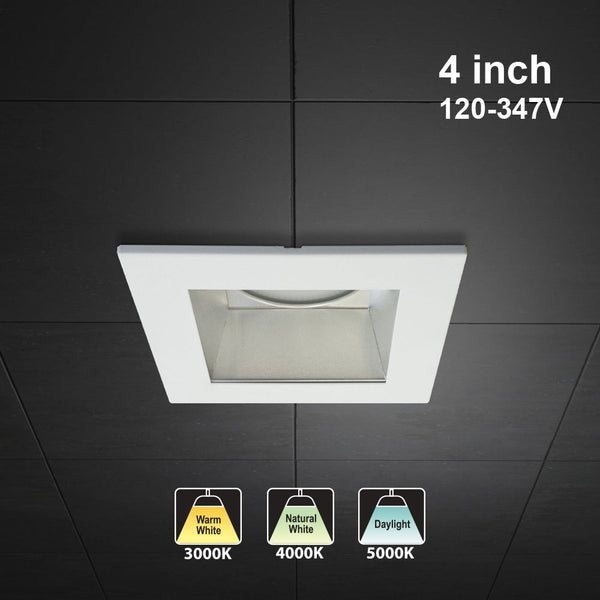 4 inch LED Commercial Downlight Reflector Square Trim, 120-347V 20W