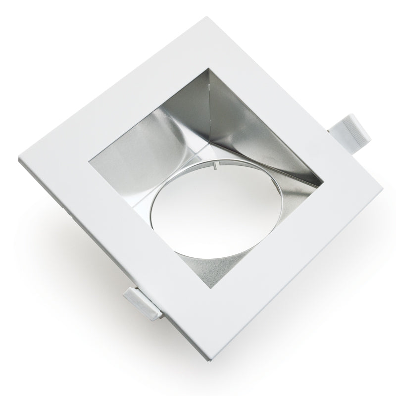 4 inch Commercial Recessed LED Downlight / Ceiling Light with Sloped Ceiling Reflector Square Trim, 120-347V 20W, gekpower