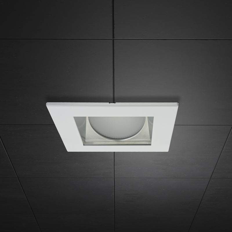 4 inch Commercial Recessed LED Downlight / Ceiling Light with Sloped Ceiling Reflector Square Trim, 120-347V 20W, gekpower