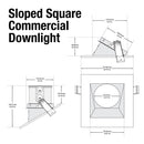 4 inch Commercial Recessed LED Downlight / Ceiling Light with Sloped Ceiling Reflector Square Trim, 120-347V 20W, gekpower