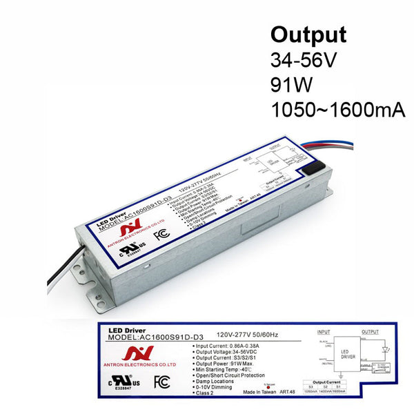 ANTRON AC1600S91D-D3 Constant Current with Selectable Current 1050-1400-1600mA 91W