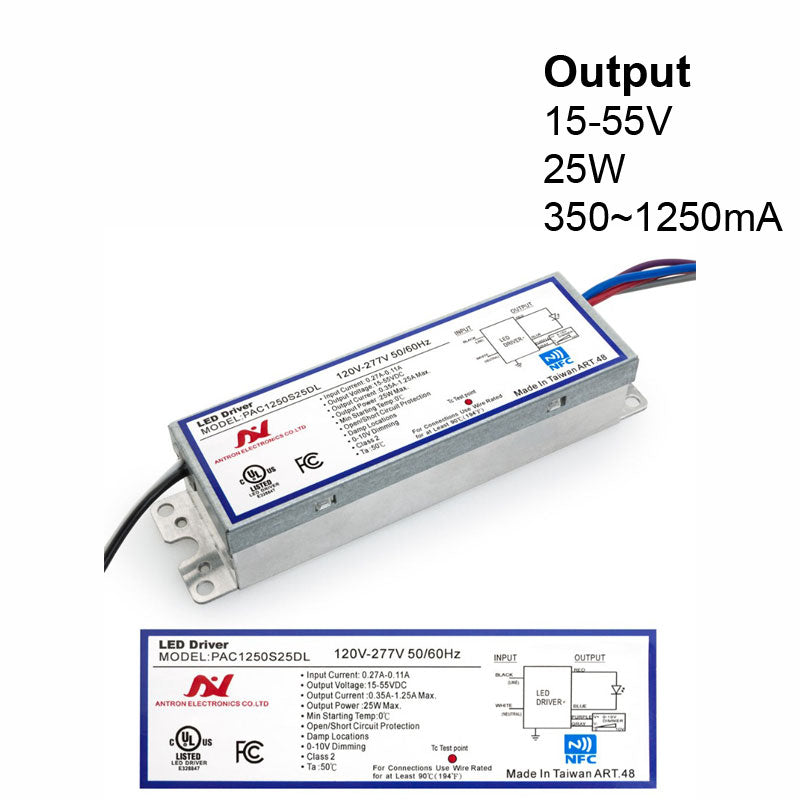 PAC1250S25DL Constant Current Programmable LED Driver with Custom Output Current 350-1250mA 15-55V 25W max - ledlightsandparts