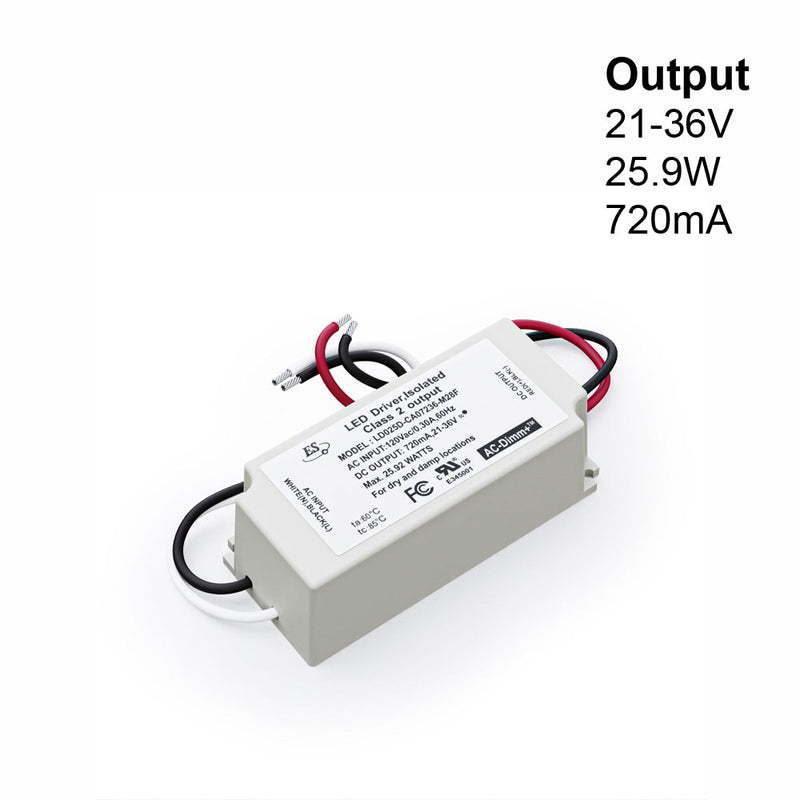 ES LD025D-CA07236-M28F Constant Current LED Driver, 720mA 21-36V 26W - ledlightsandparts