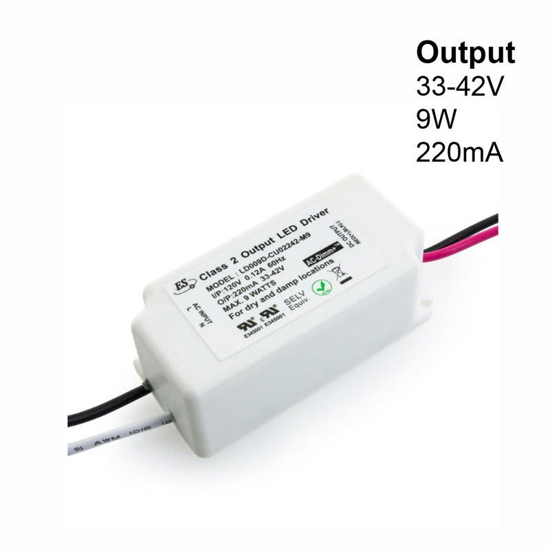ES LD009D-CU02242-M9 Constant Current LED Driver, 220mA 33-42V 9W max - ledlightsandparts