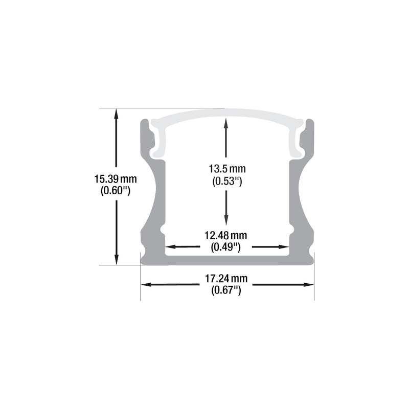 Type 12, Deep Surface Mount Aluminum LED Extrusion for LED Strips, 3Meters (118inches)