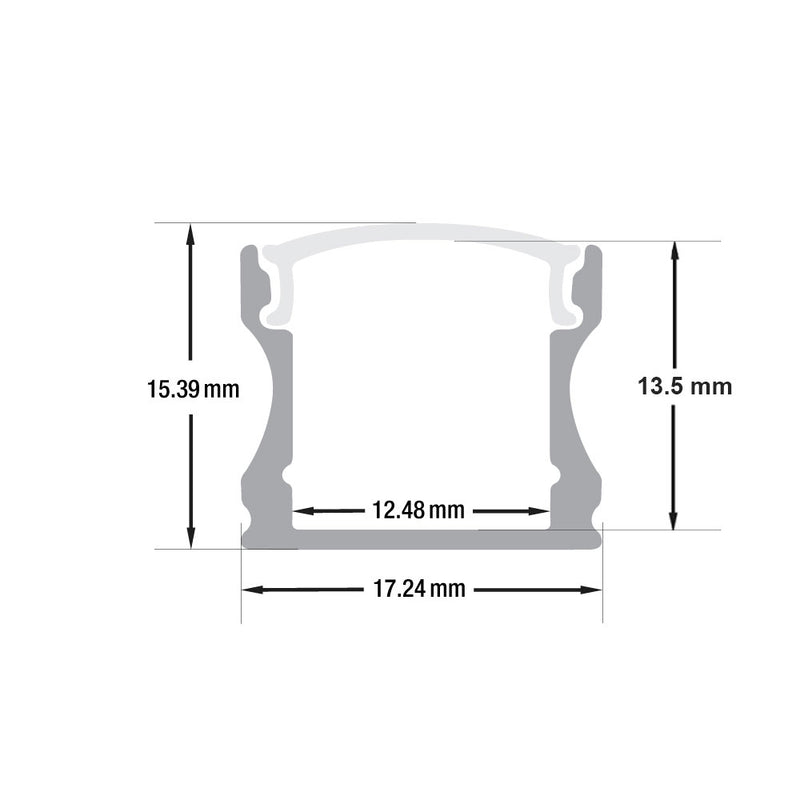 Type 12, Deep Surface Mount Aluminum LED Extrusion for LED Strips, 3Meters (118inches)