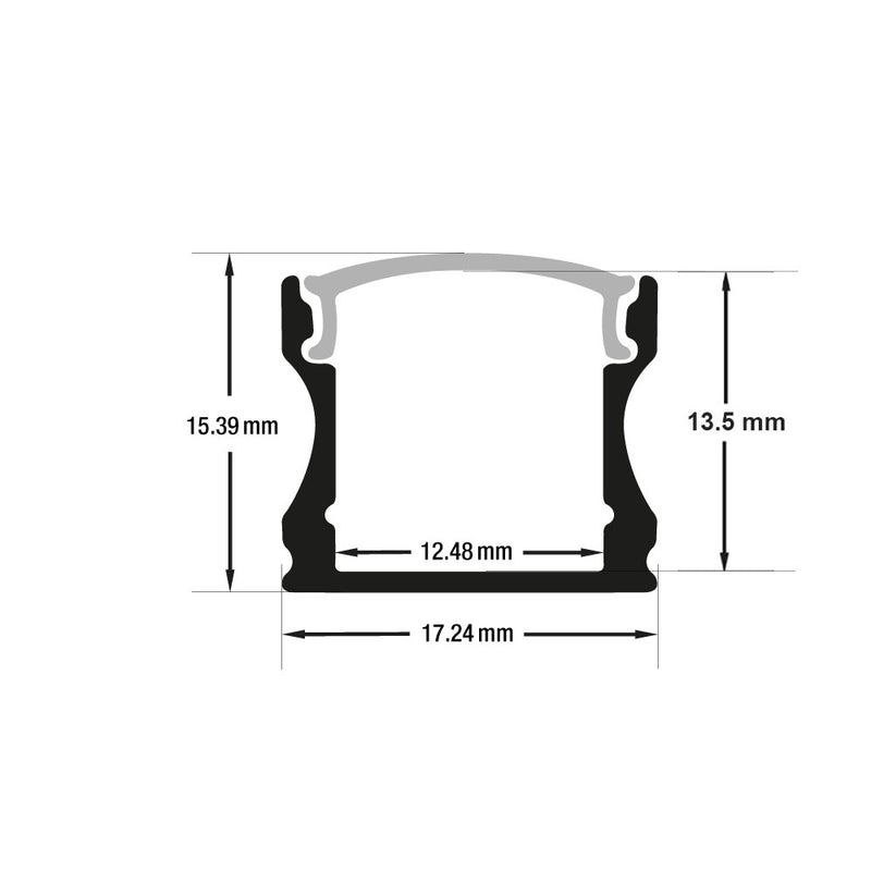 Type 12 Black, Deep Surface Mount Aluminum LED Extrusion for LED Strips, 3Meters (118inches)