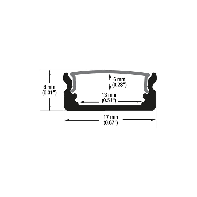 Type 14 Black, Linear Architectural LED Aluminum channel, 3Meters (118inches)