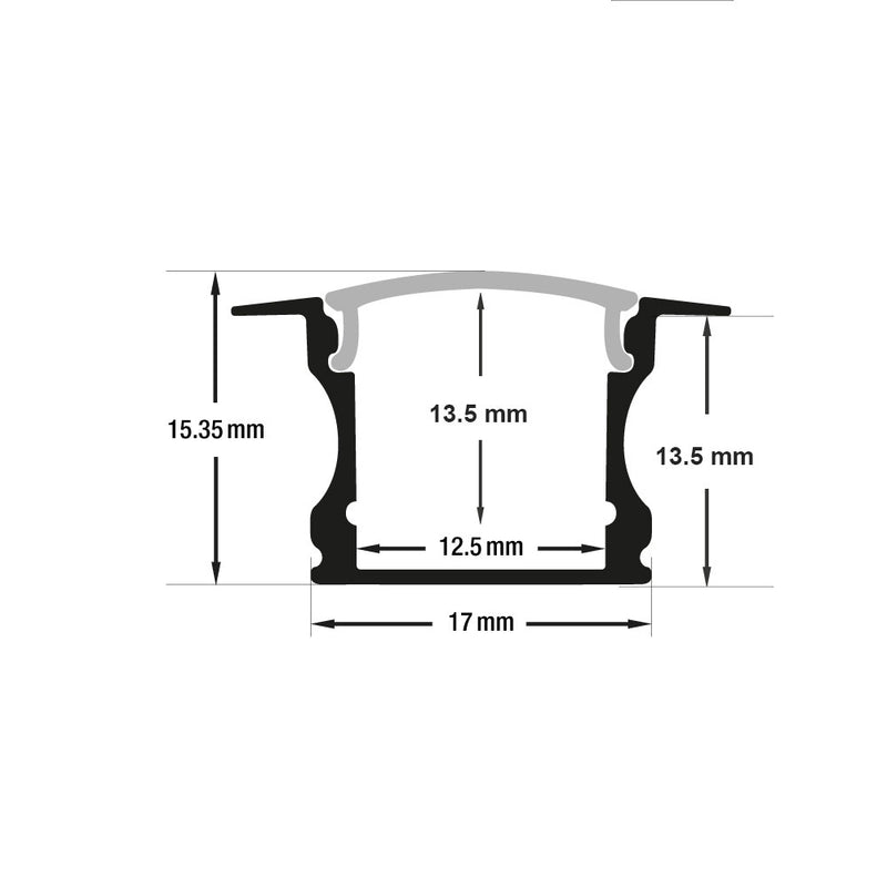 Type 13 Black, Recessed Aluminum LED Light Channel for LED Strip Lights, 3Meters (118inches)