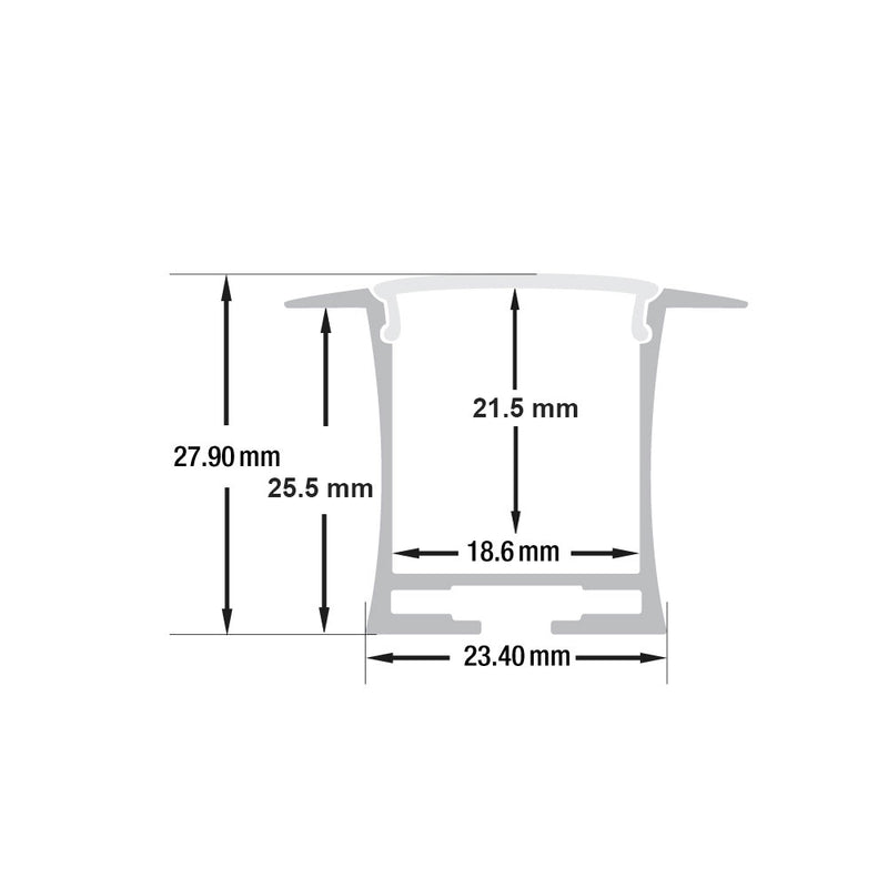 Type 18, Recessed LED Aluminum Channels for LED Strip Lights, 3Meters (118inches)