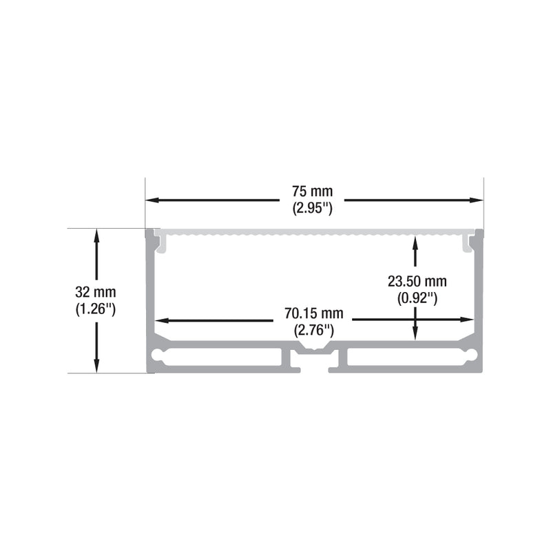 Type 26, Linear Architectural LED Aluminum channel for Recessed Ceiling or Suspension Lighting, 3Meters (118inches)