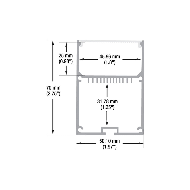 Type 27, Linear Architectural LED Aluminum channel with Internal Driver Spacing, 2Meters (78inches)
