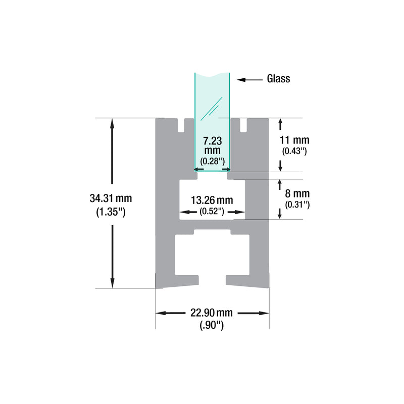 Type 2, Linear Architectural LED Aluminum channel for 6mm Glass Edge Lighting, 2Meters (78inches)