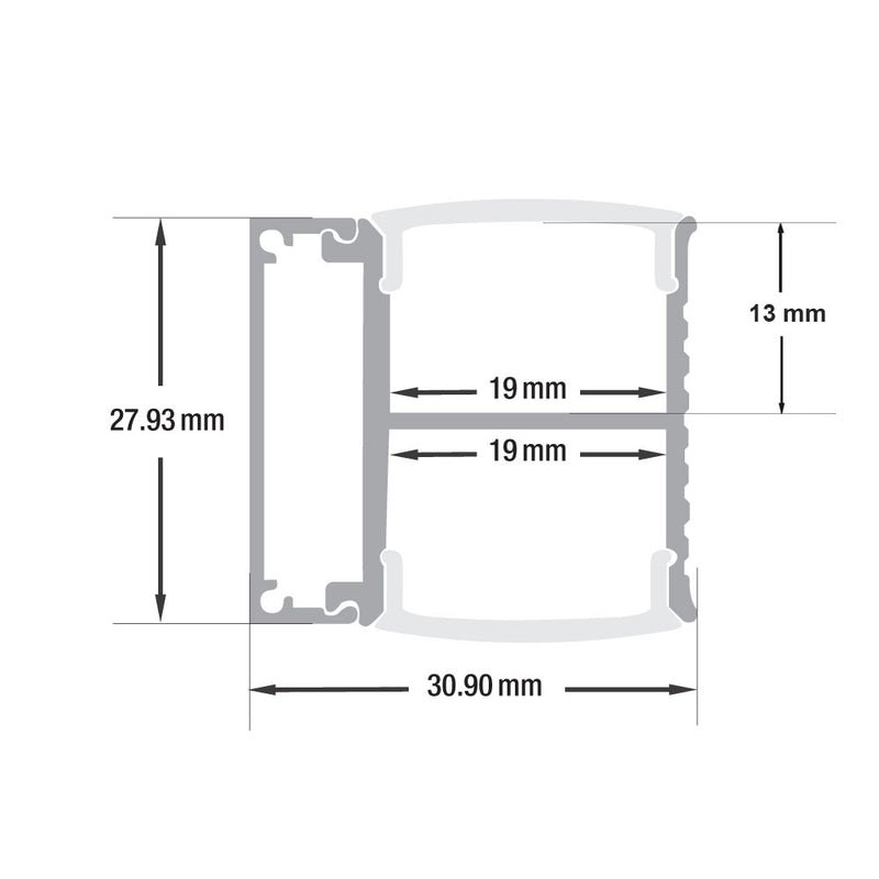 Type 4, Up-Down Linear Wall Mount Aluminum LED Strip Channel, 3Meters (118inches)